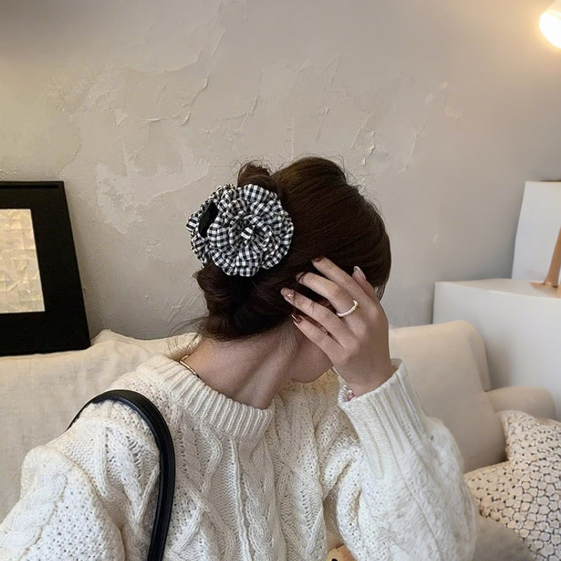 Travel Accessories Girls - Luxury Houndstooth Flower Hair Claw, Elegant
