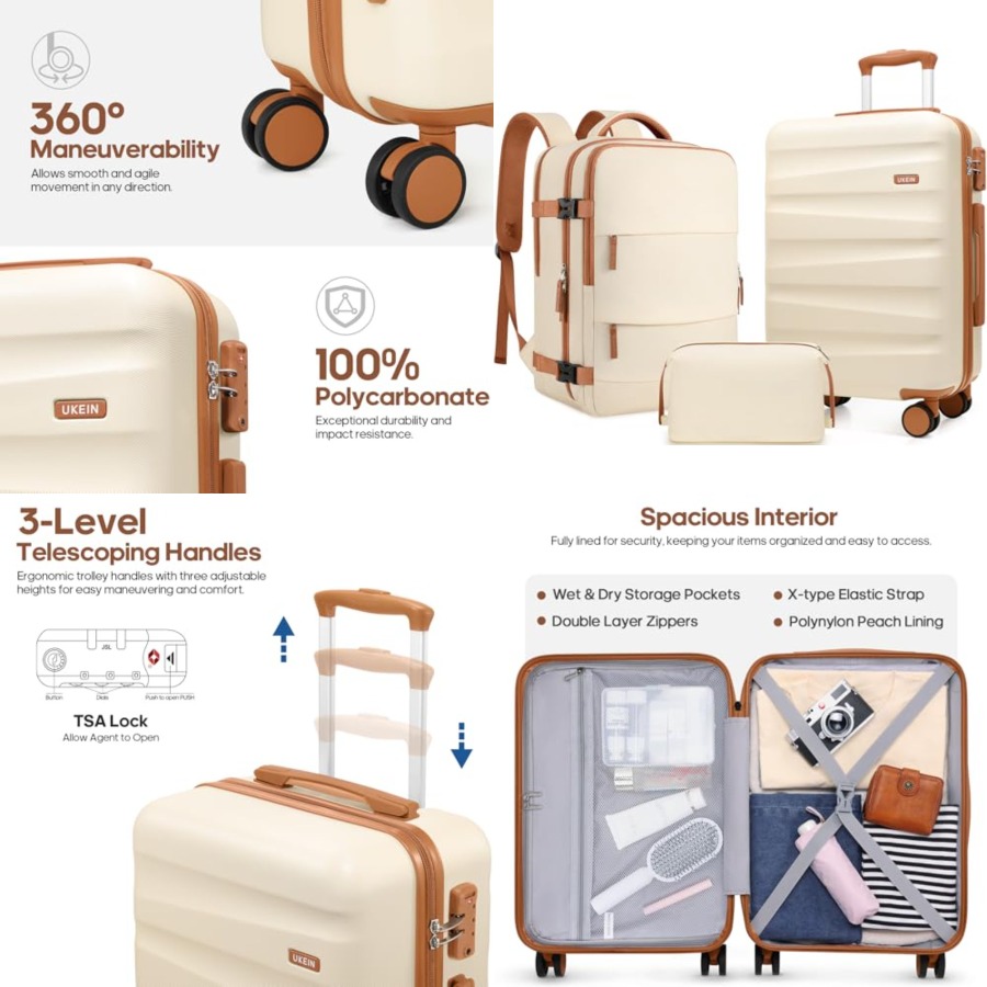 Travel Lock Tsa Approved - Luggage Set with Backpack, Polycarbate Luggage