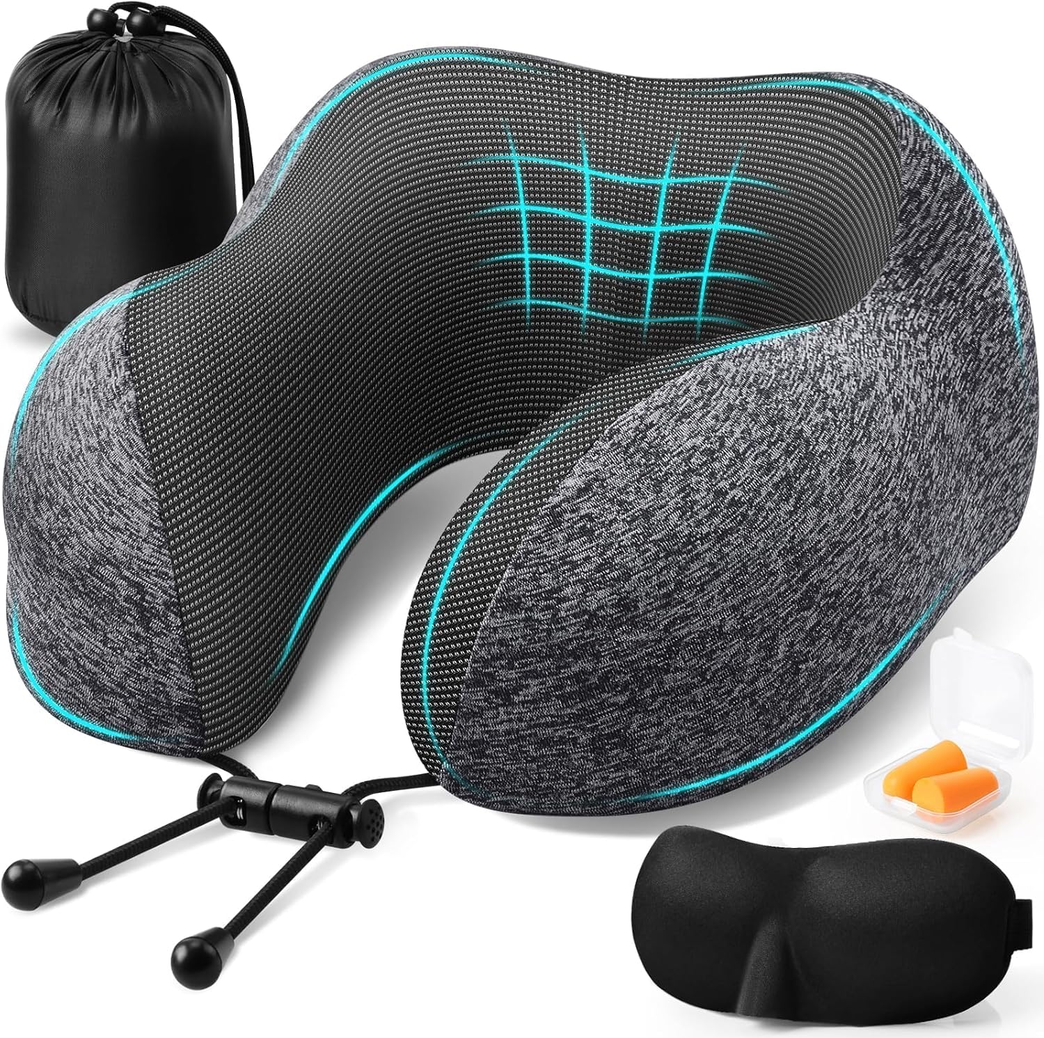 Travel Pillow Set with Memory  - Earplug Set Foam recensione e prezzo