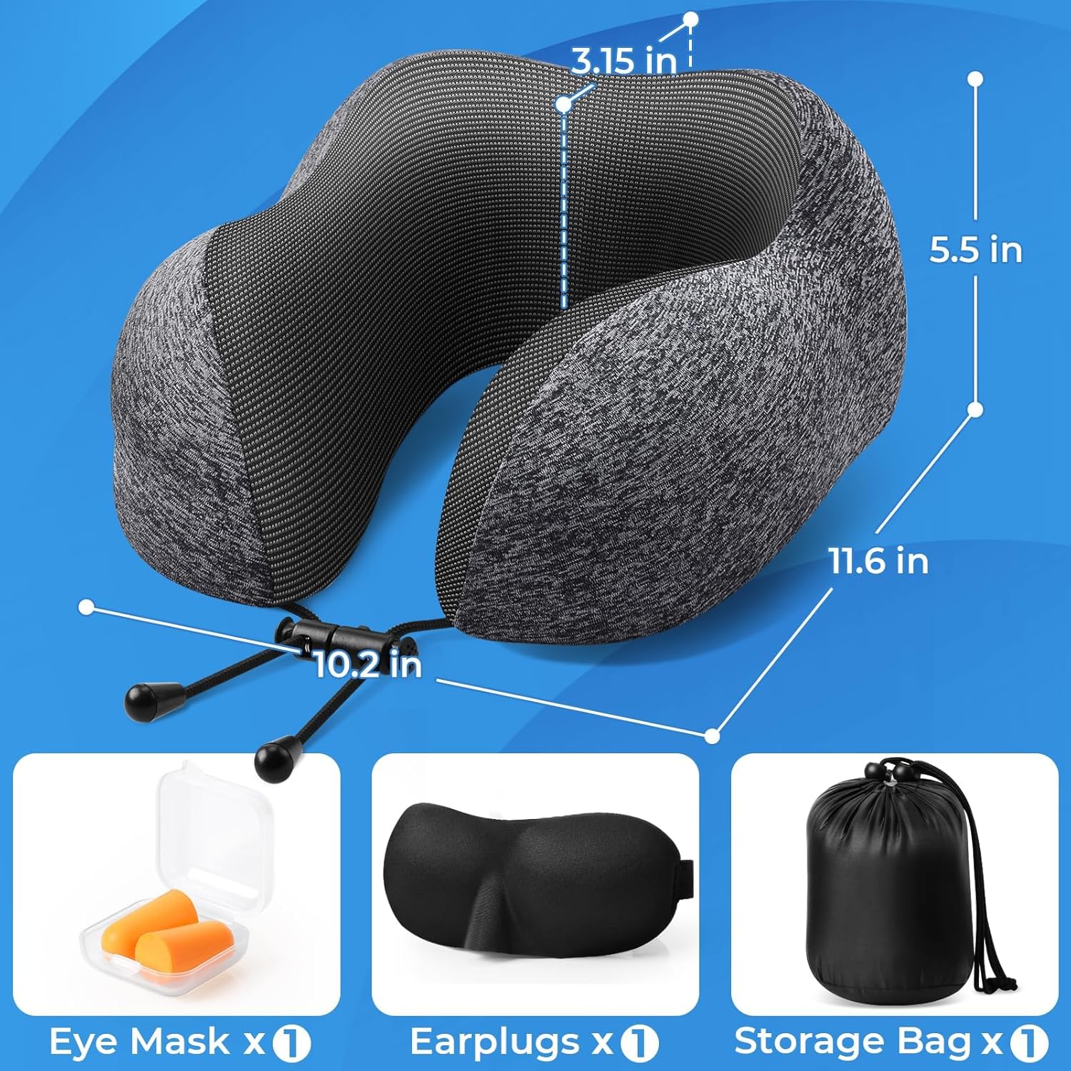 Travel Pillow Set with Memory  - Earplug Set Foam recensione e prezzo