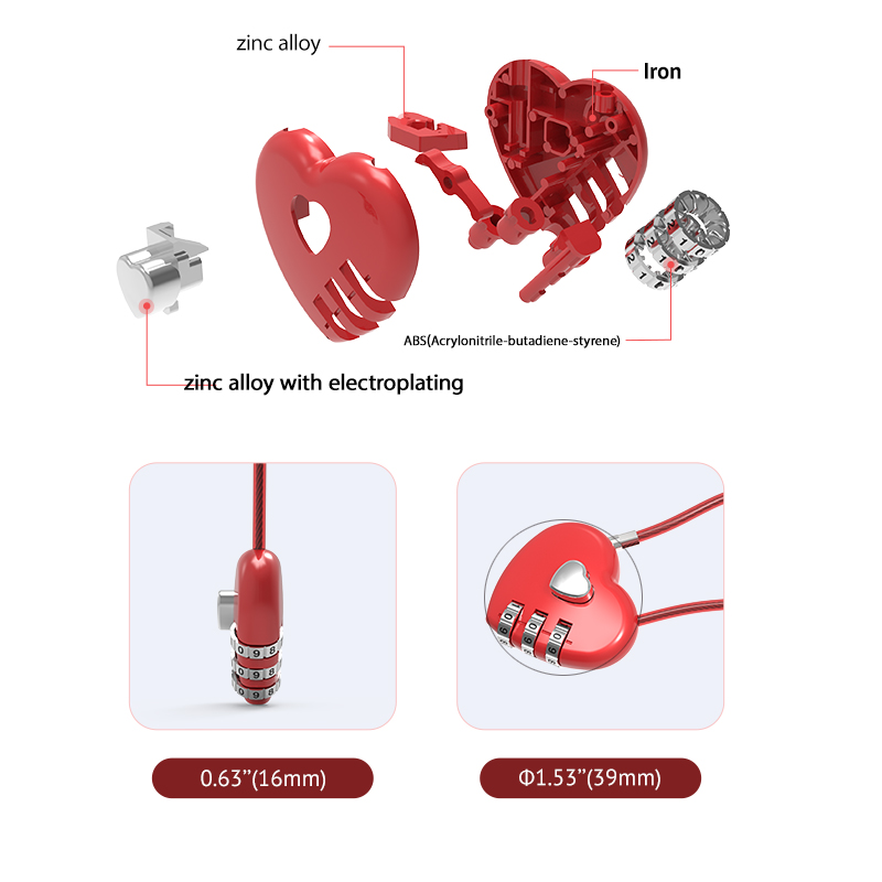 Heart Sheape Combination Lock  - Travel Lock Tsa Approved recensione e prezzo
