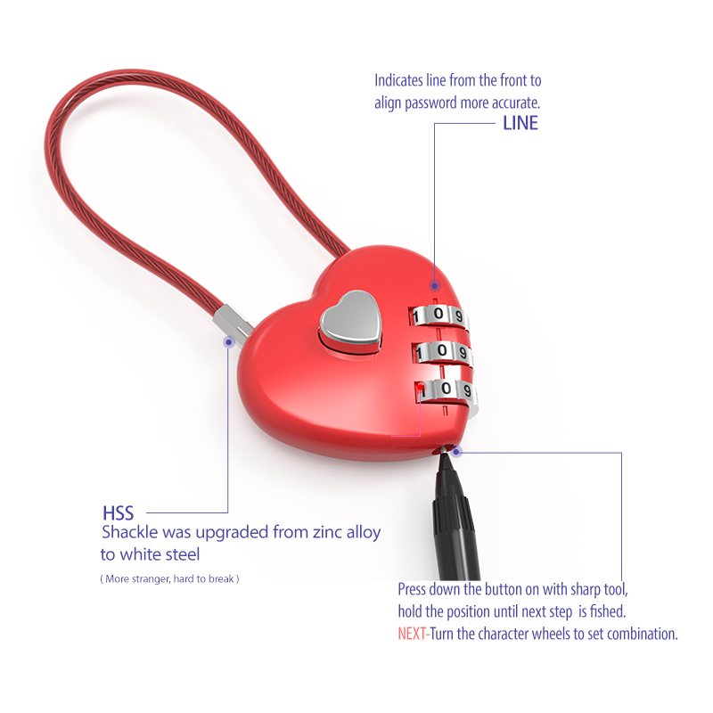 Heart Sheape Combination Lock  - Travel Lock Tsa Approved recensione e prezzo